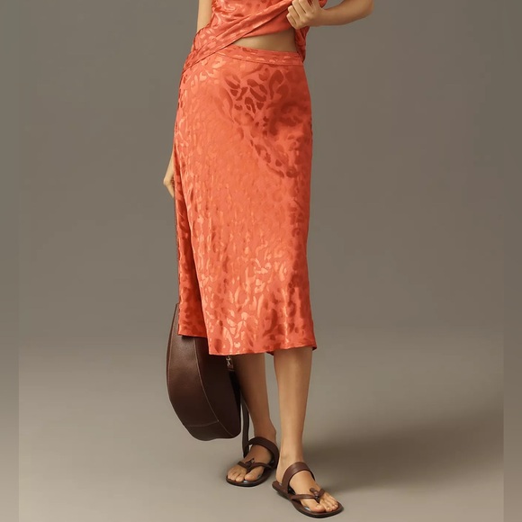 NWT Anthropologie Farm Rio Size XS Jacquard Leopard Midi Skirt - Picture 3 of 9